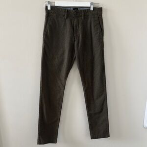 Men's J Crew Re-Imagined Chino Pants | Catskill Green Flannel | Size 28x30 Slim